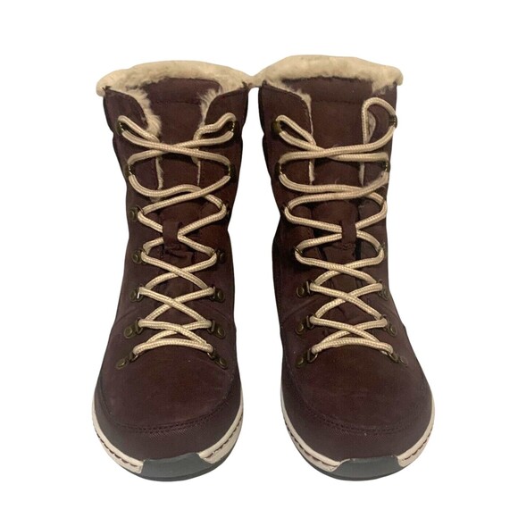 NWOB Aetrex Leather Jodie Boots in Wine Purple  w/  Faux Fur Lining -  Sz 10.5 - Picture 3 of 9